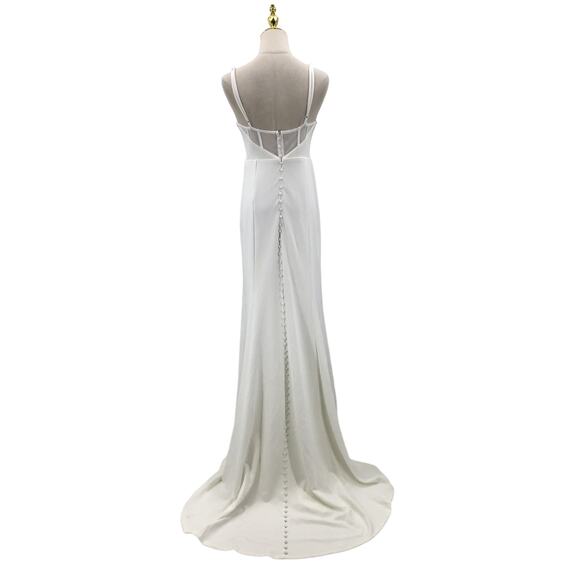 LULU'S SZ S White Confident Romance Plunge V-Neck Sleeveless Maxi Dress NEW B38 - Picture 4 of 6